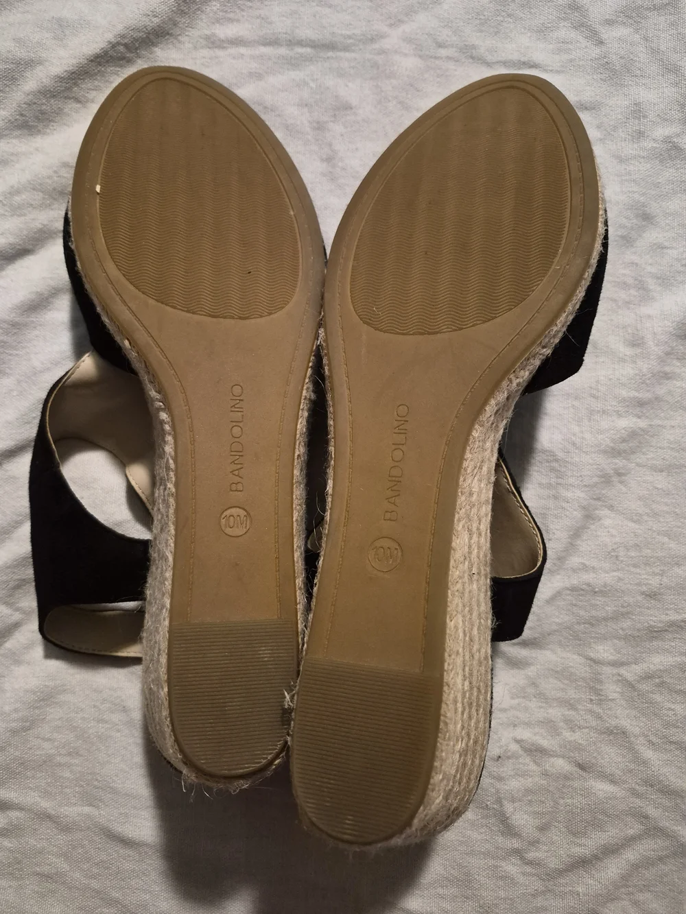 Bandolino Black Faux Suede Espadrille Wedges Size 10